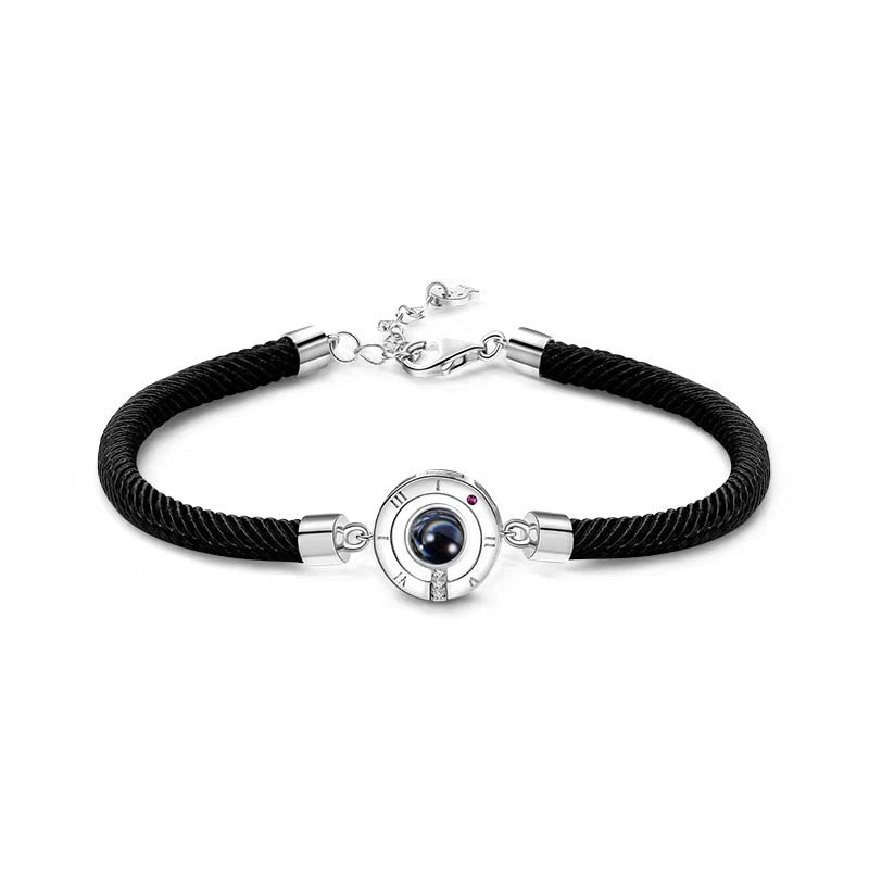 Bracelet Couple Distance "Je t'aime" en 100 langues Projection De L'heure - Bijoux De Lune