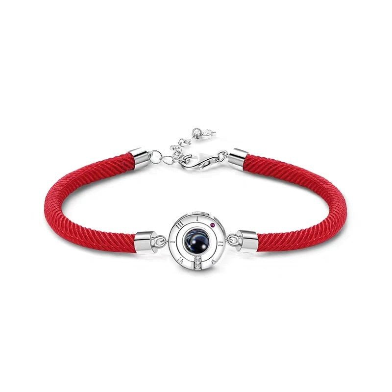 Bracelet Couple Distance "Je t'aime" en 100 langues Projection De L'heure - Bijoux De Lune