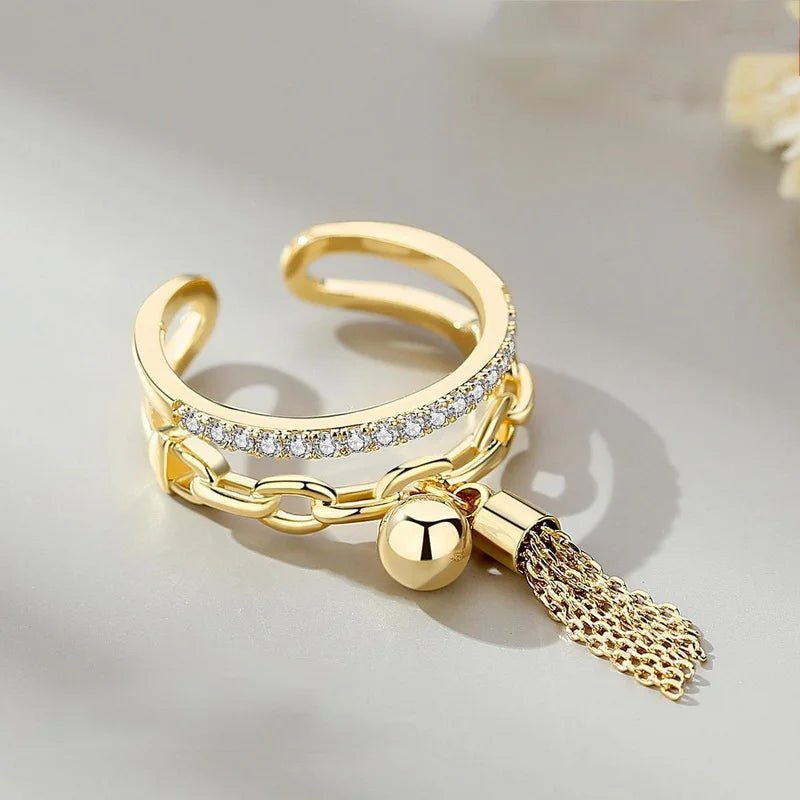 Bague A Pompon Avec Pendentif En forme De Boule Métallique, Style Coréen - Bijoux De Lune