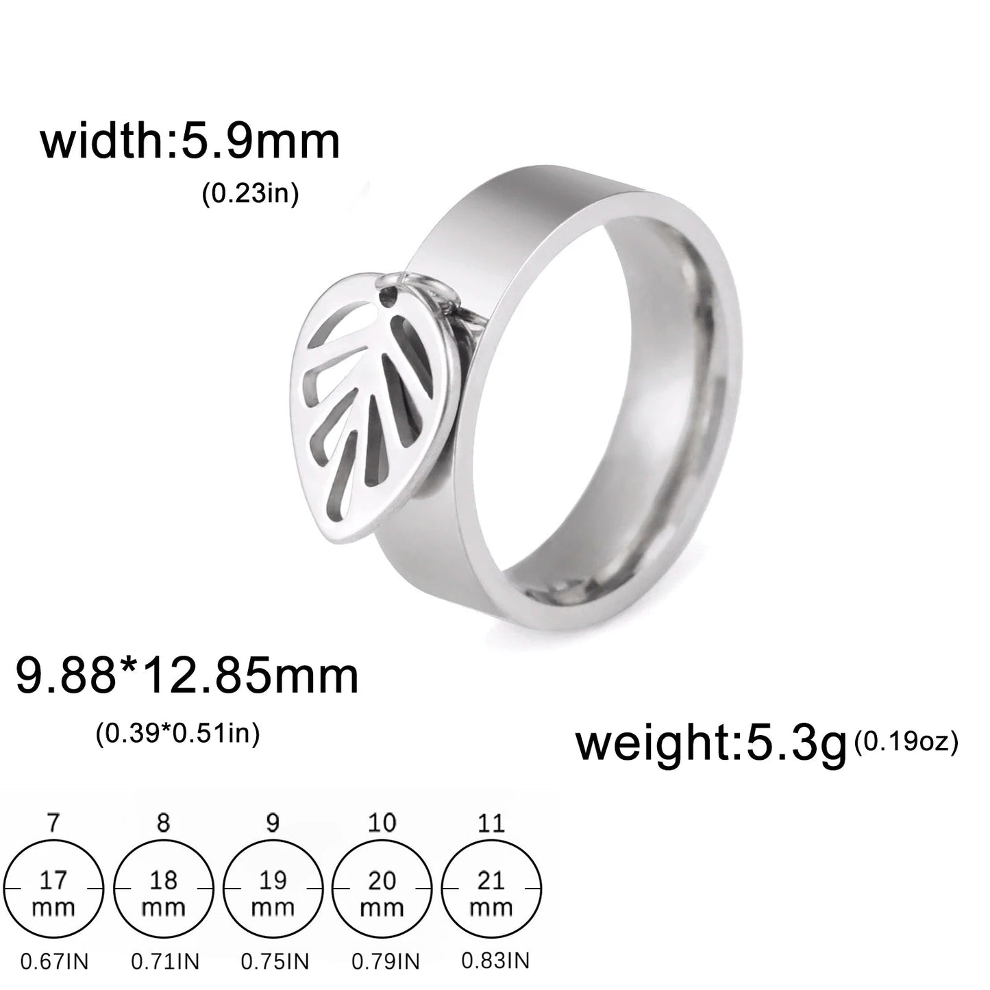 Bague Avec Pendentif Femme Acier Avec pendentif Fleur, Feuille Et Patte D'araignée - Bijoux De Lune