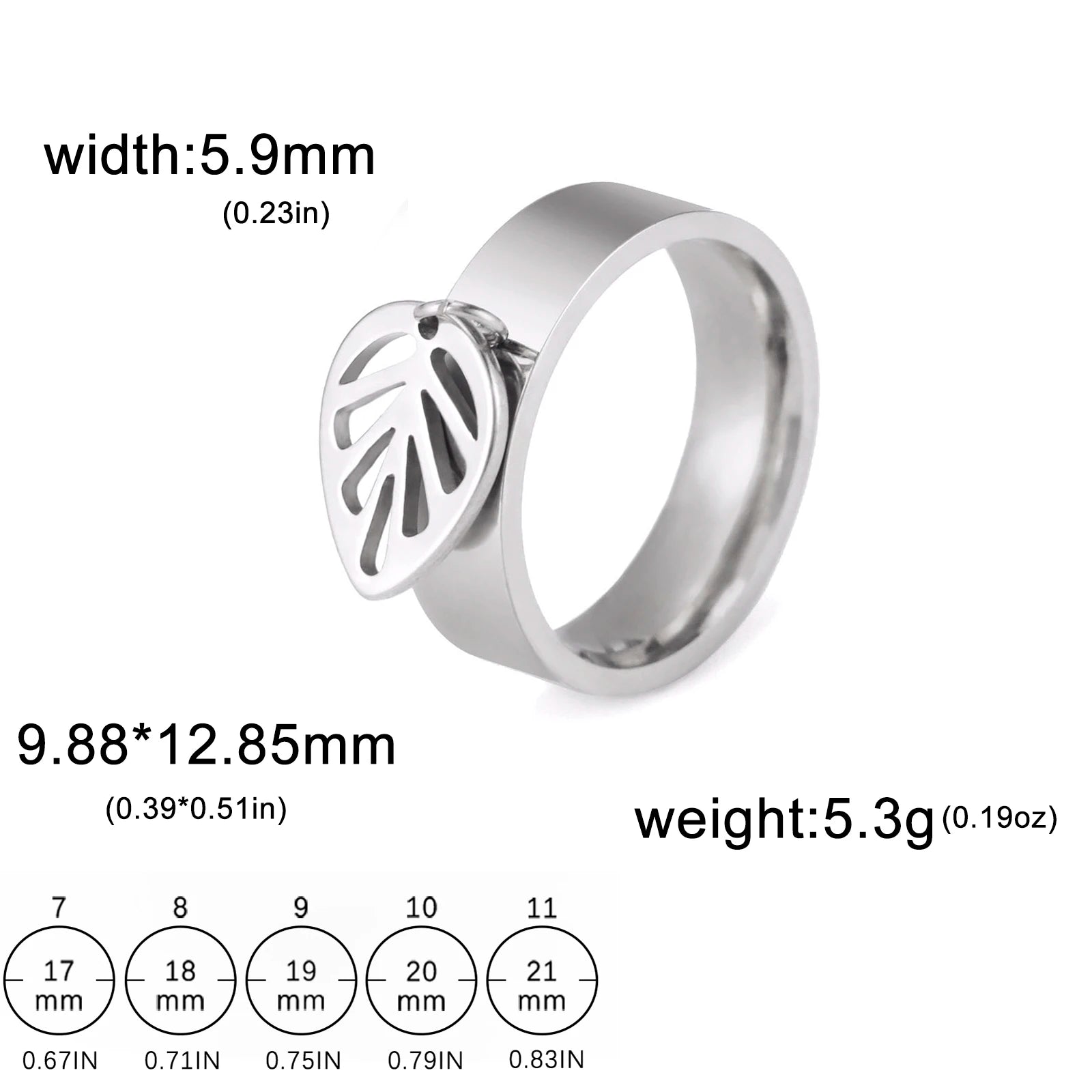 Bague Avec Pendentif Femme Acier Avec pendentif Fleur, Feuille Et Patte D'araignée - Bijoux De Lune