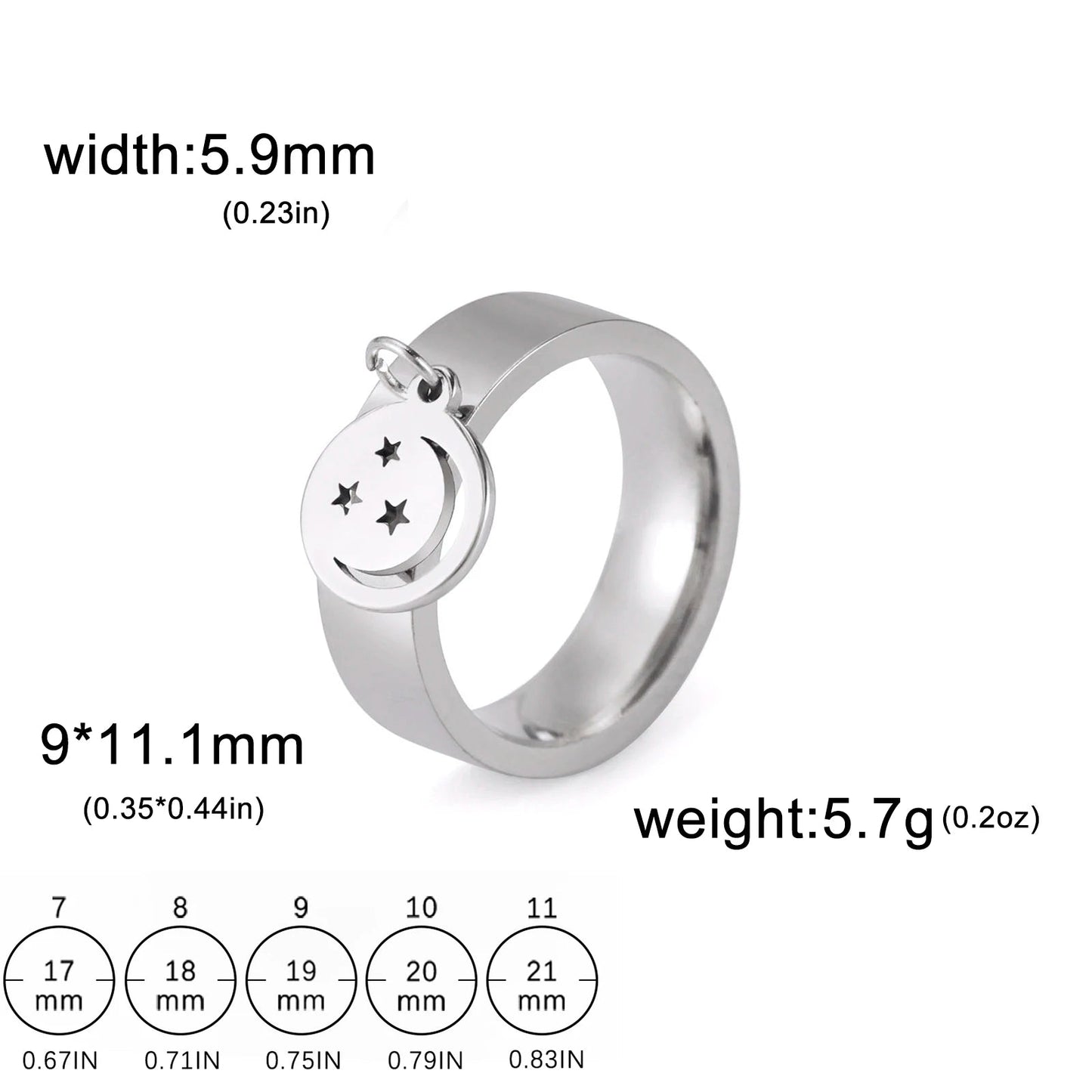 Bague Avec Pendentif Femme Acier Avec pendentif Fleur, Feuille Et Patte D'araignée - Bijoux De Lune