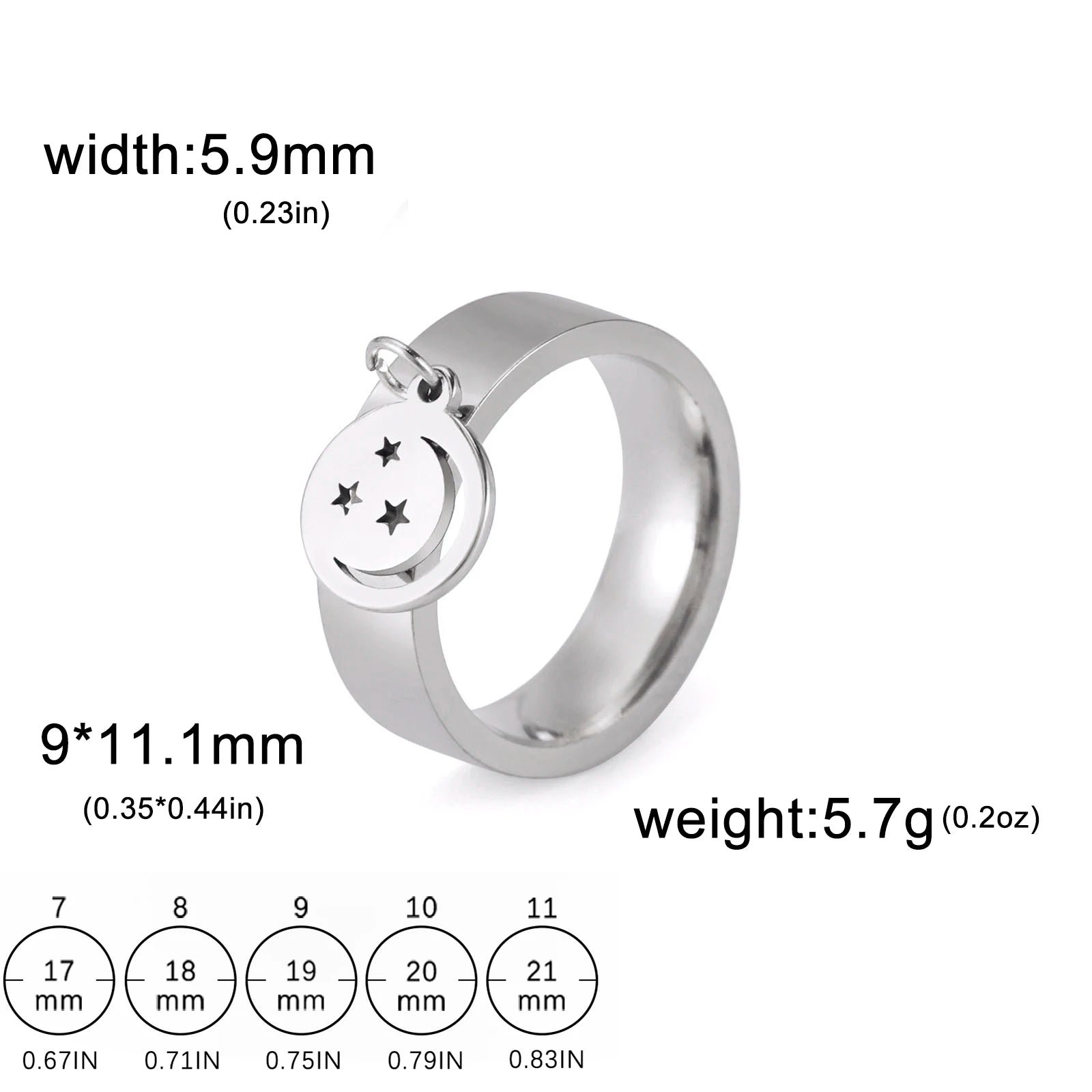 Bague Avec Pendentif Femme Acier Avec pendentif Fleur, Feuille Et Patte D'araignée - Bijoux De Lune