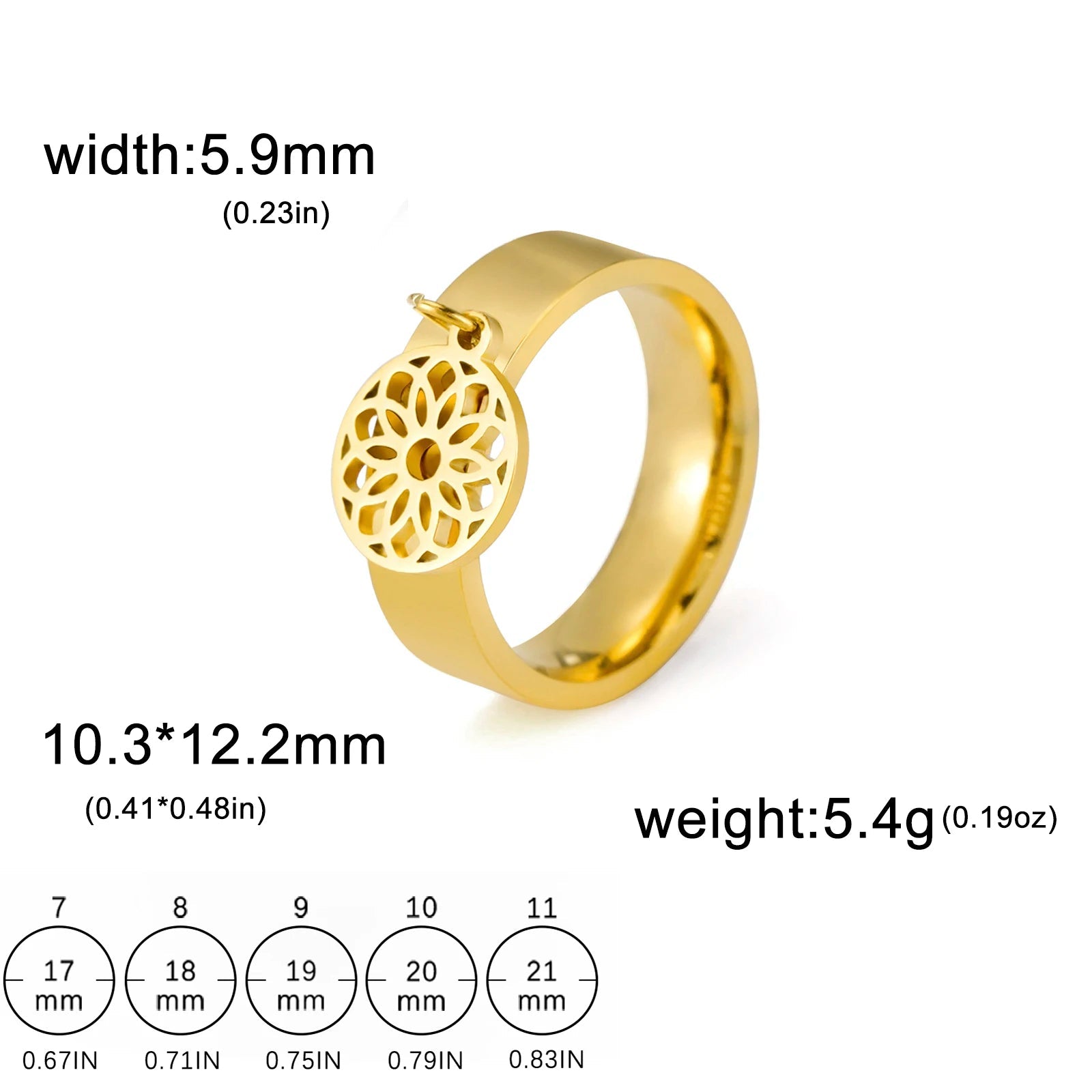 Bague Avec Pendentif Femme Acier Avec pendentif Fleur, Feuille Et Patte D'araignée - Bijoux De Lune