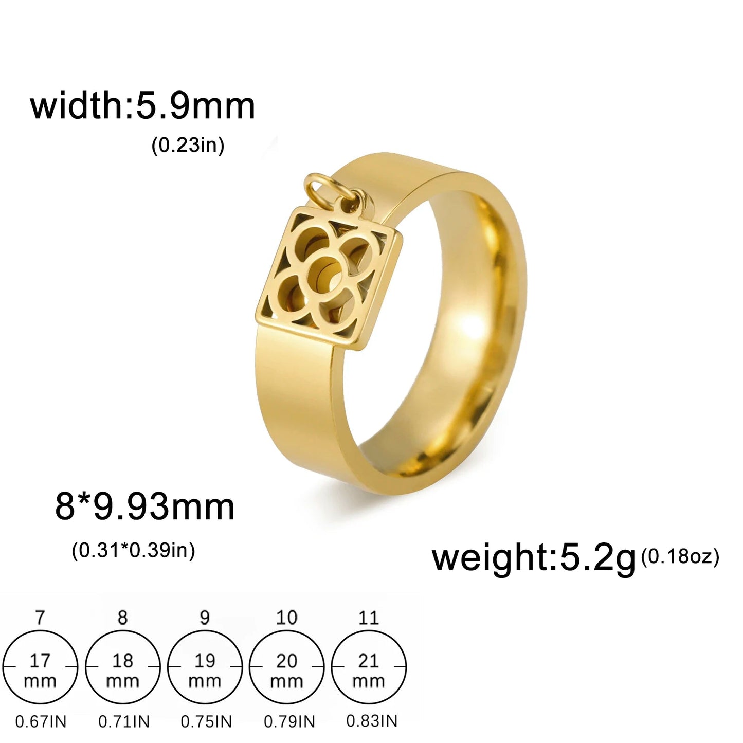 Bague Avec Pendentif Femme Acier Avec pendentif Fleur, Feuille Et Patte D'araignée - Bijoux De Lune