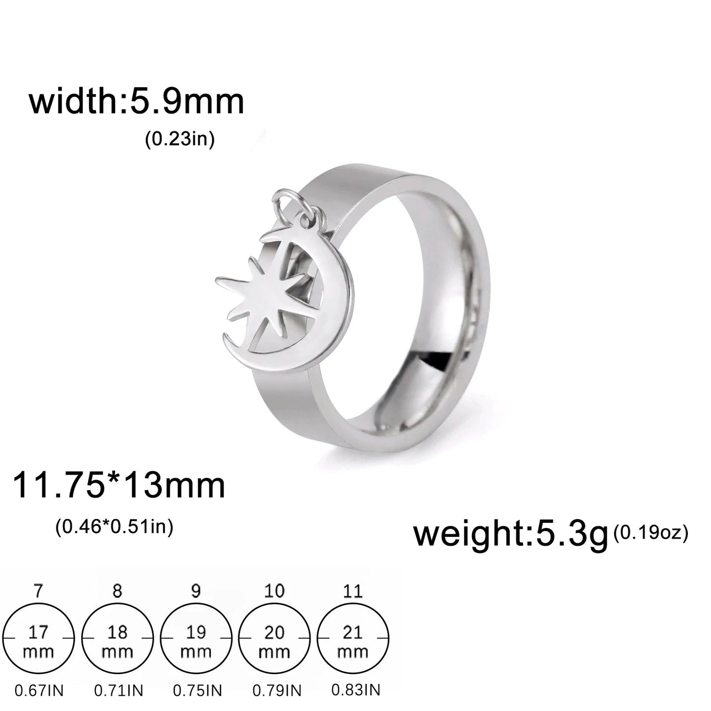 Bague Avec Pendentif Femme Acier Avec pendentif Fleur, Feuille Et Patte D'araignée - Bijoux De Lune