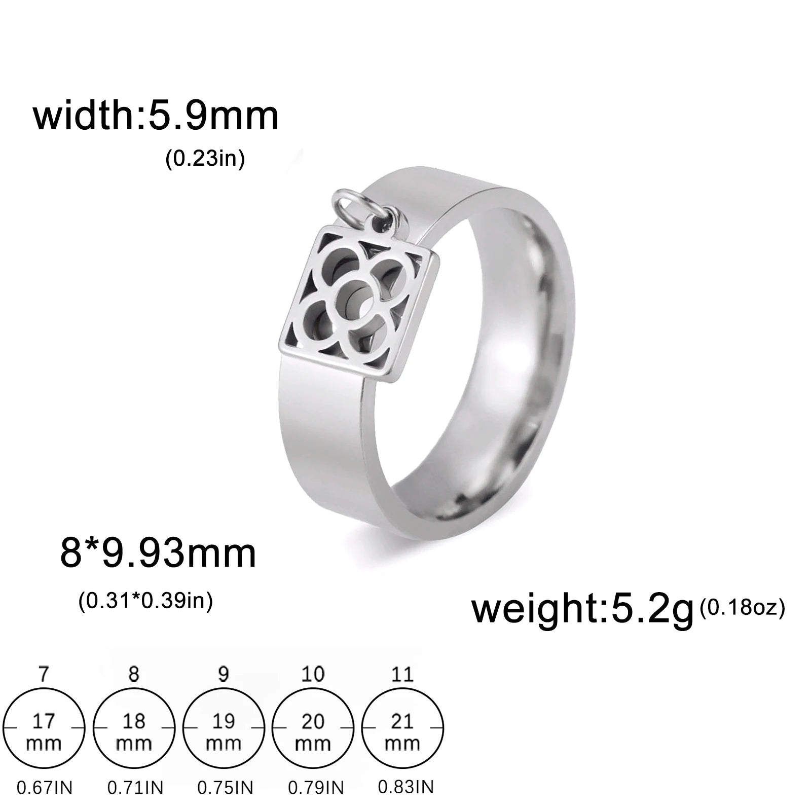 Bague Avec Pendentif Femme Acier Avec pendentif Fleur, Feuille Et Patte D'araignée - Bijoux De Lune