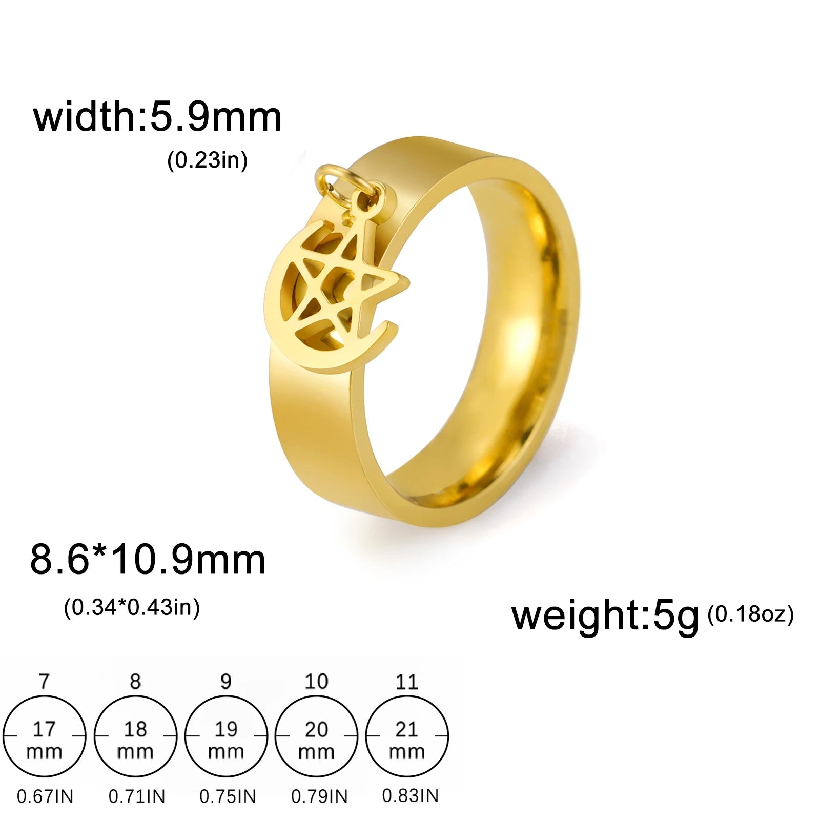 Bague Avec Pendentif Femme Acier Avec pendentif Fleur, Feuille Et Patte D'araignée - Bijoux De Lune