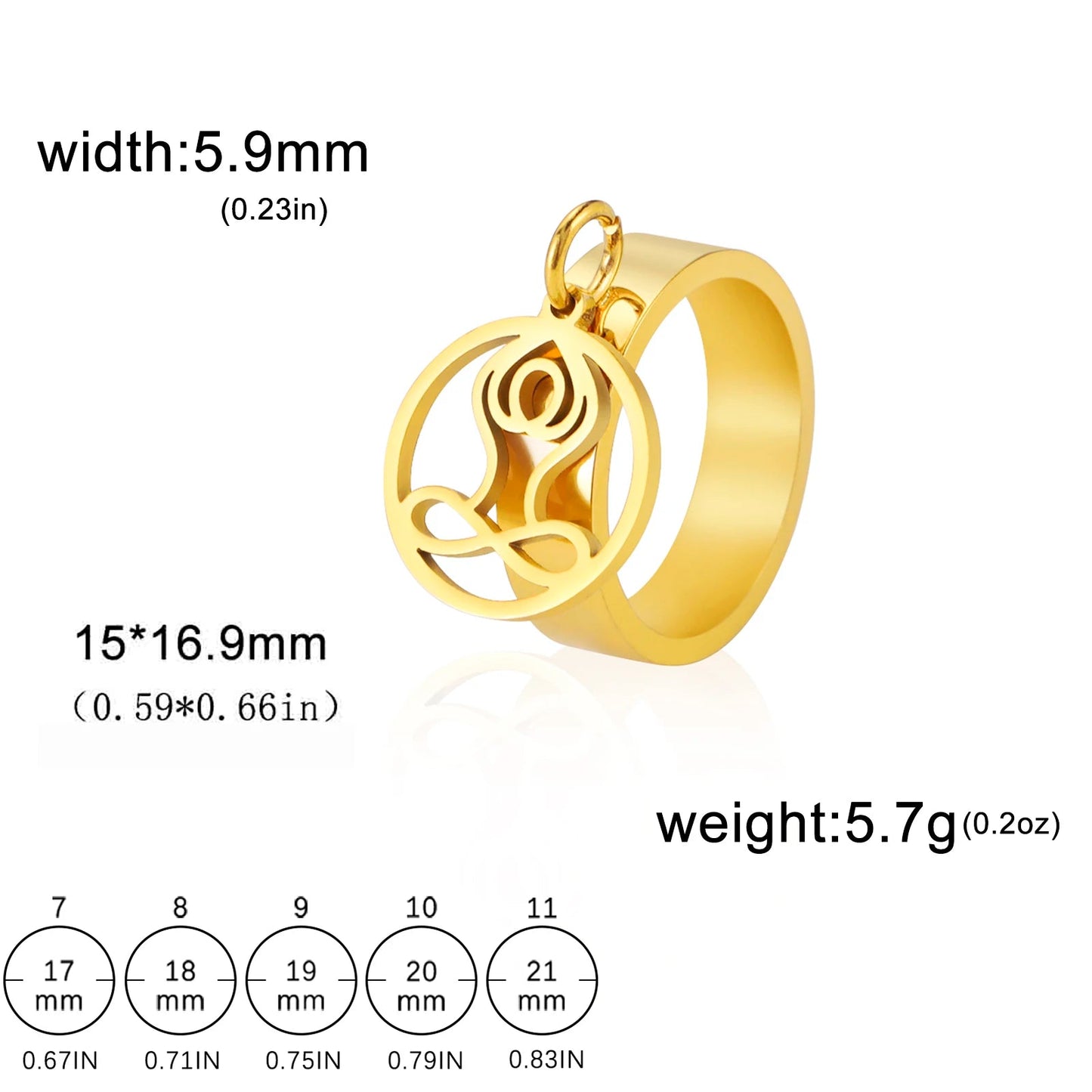 Bague Avec Pendentif Femme Acier Avec pendentif Fleur, Feuille Et Patte D'araignée - Bijoux De Lune