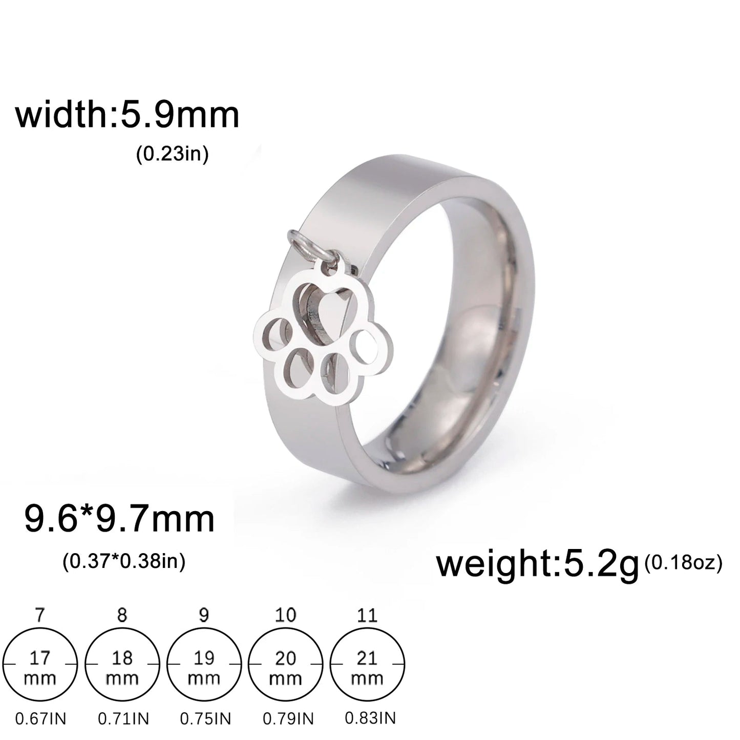 Bague Avec Pendentif Femme Acier Avec pendentif Fleur, Feuille Et Patte D'araignée - Bijoux De Lune