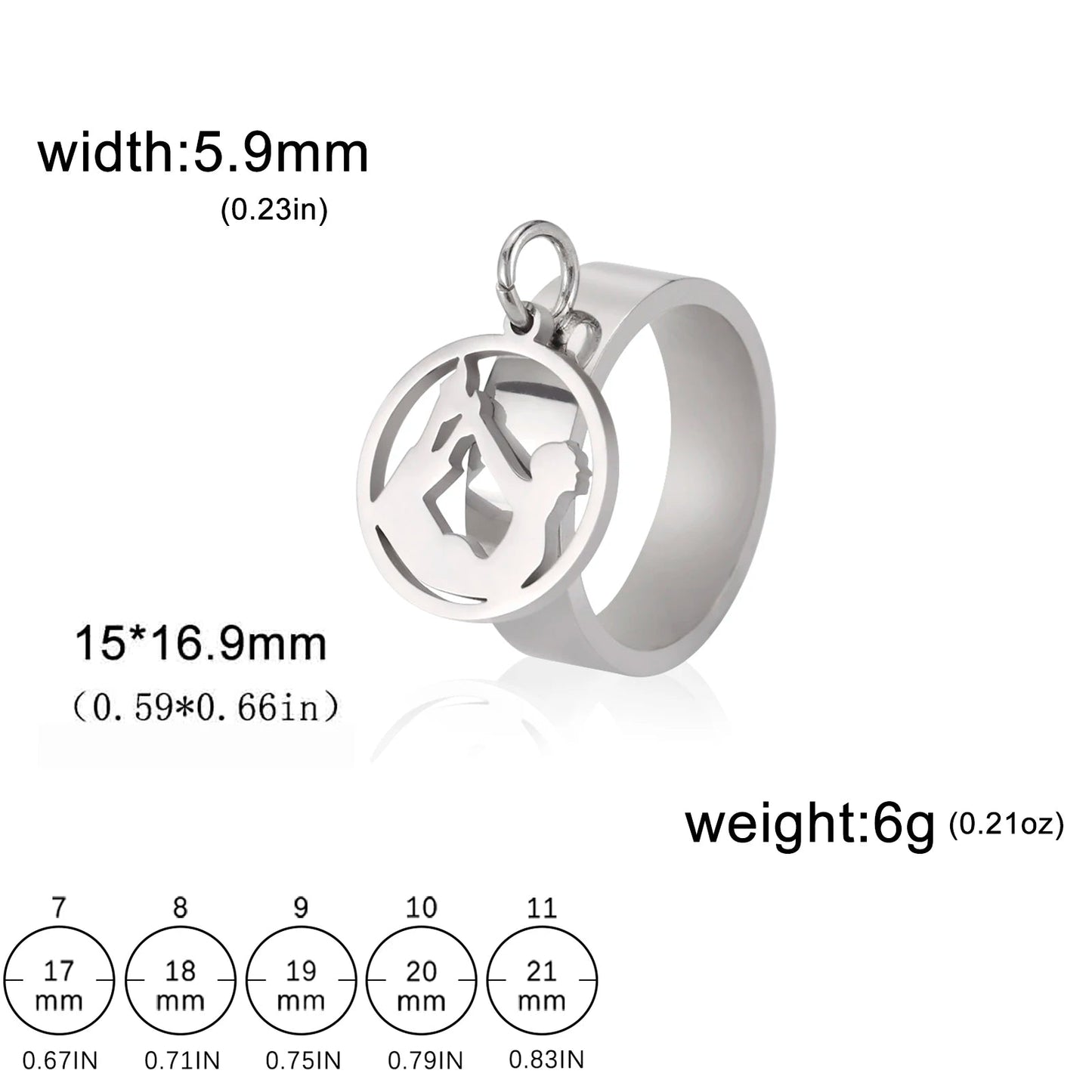 Bague Avec Pendentif Femme Acier Avec pendentif Fleur, Feuille Et Patte D'araignée - Bijoux De Lune