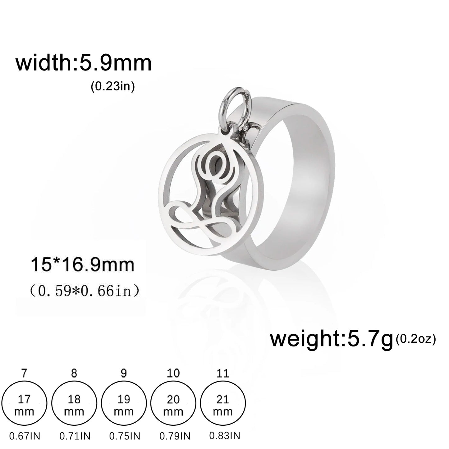 Bague Avec Pendentif Femme Acier Avec pendentif Fleur, Feuille Et Patte D'araignée - Bijoux De Lune