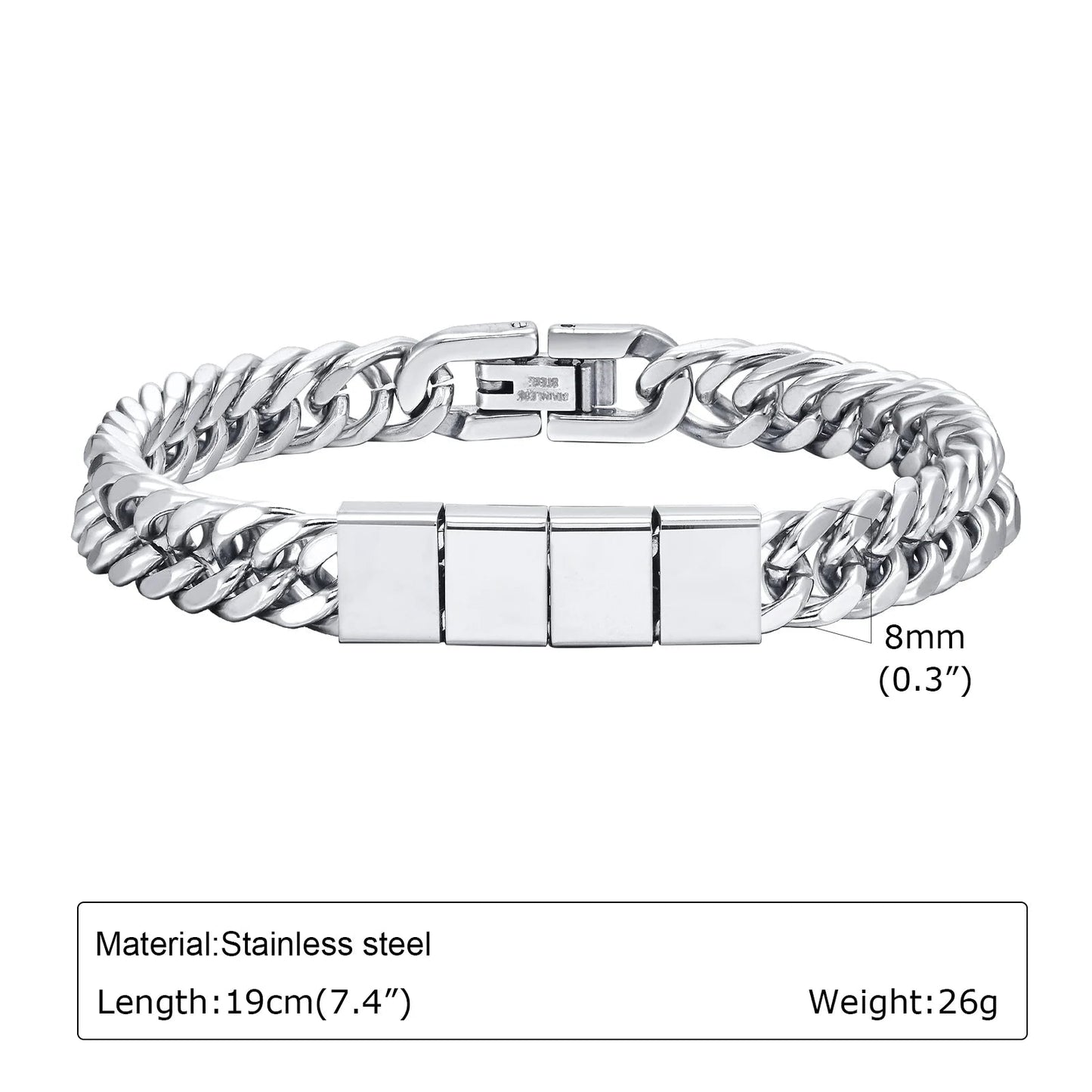 Bracelet En Acier Inoxydable Personnalisable Avec 2 à 6 Noms Gravés - Bijoux De Lune