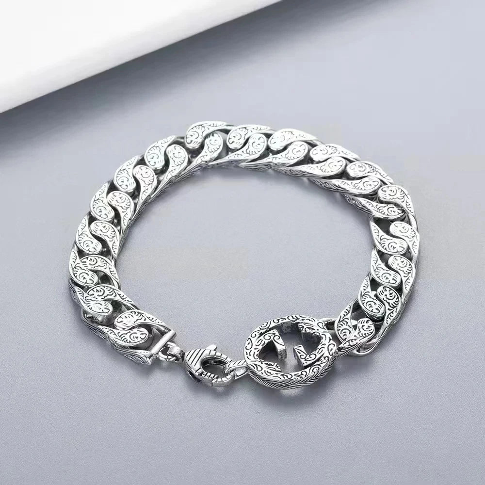 Bracelet Homme Argent Luxe Rétro Fin Et Léger - Bijoux De Lune