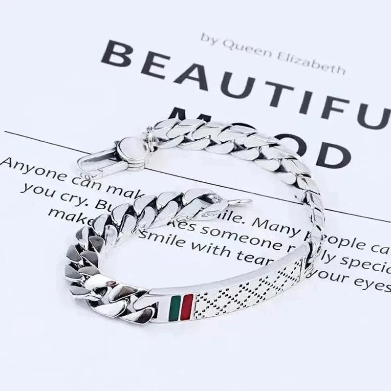 Bracelet Homme Argent Luxe Rétro Fin Et Léger - Bijoux De Lune