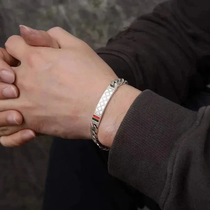 Bracelet Homme Argent Luxe Rétro Fin Et Léger - Bijoux De Lune