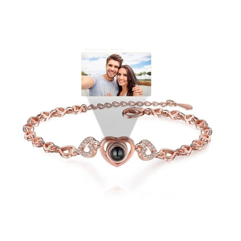 Bracelet Photo Projection Femmes Et Message "Je T'aime" En 100 Langues - Bijoux De Lune