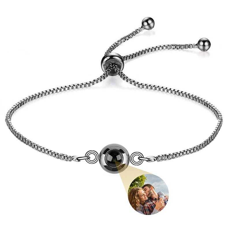 Bracelet Photo Projection Femmes Et Message "Je T'aime" En 100 Langues - Bijoux De Lune