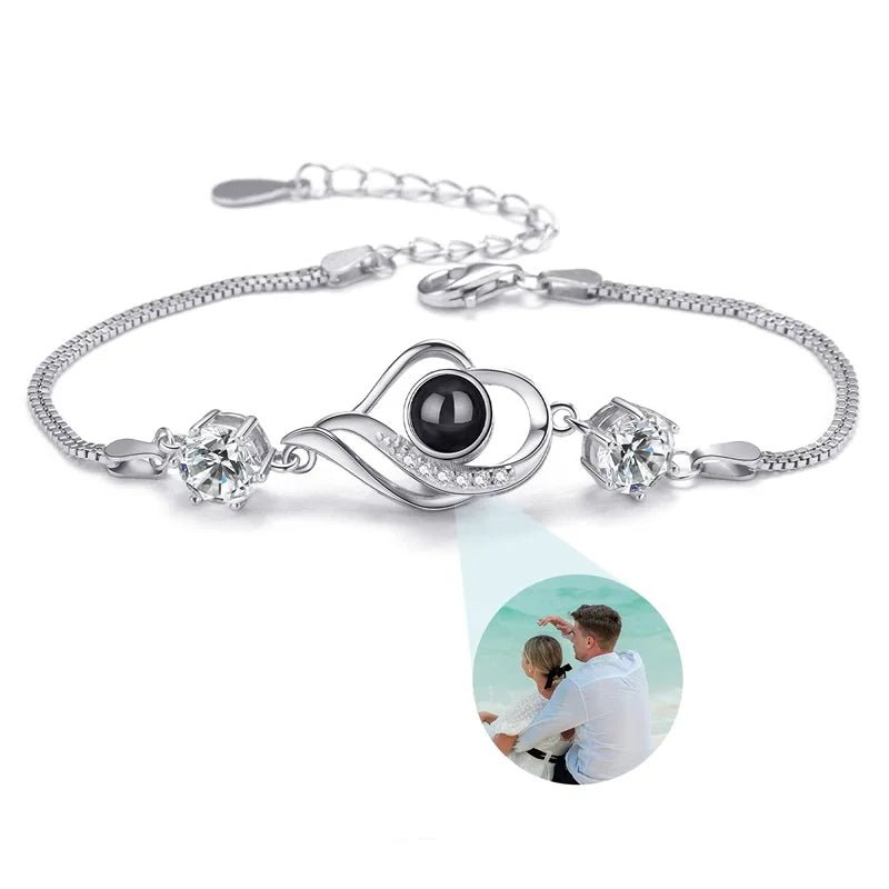 Bracelet Photo Projection Femmes Et Message "Je T'aime" En 100 Langues - Bijoux De Lune