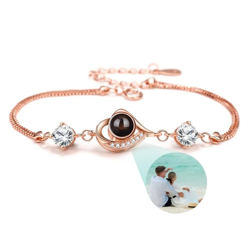 Bracelet Photo Projection Femmes Et Message "Je T'aime" En 100 Langues - Bijoux De Lune