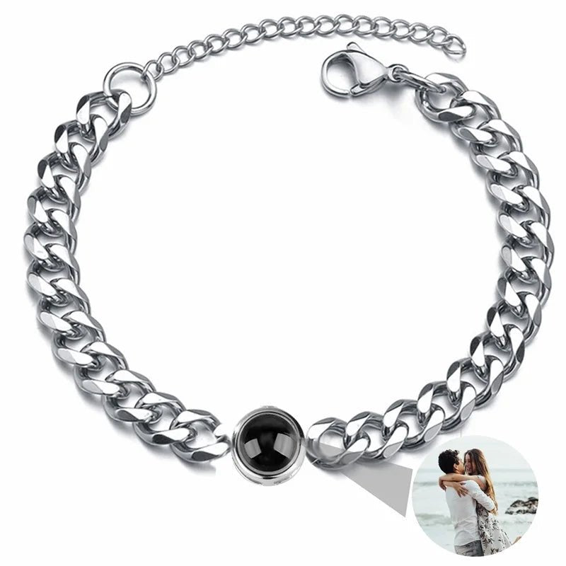 Bracelet Photo Projection Femmes Et Message "Je T'aime" En 100 Langues - Bijoux De Lune