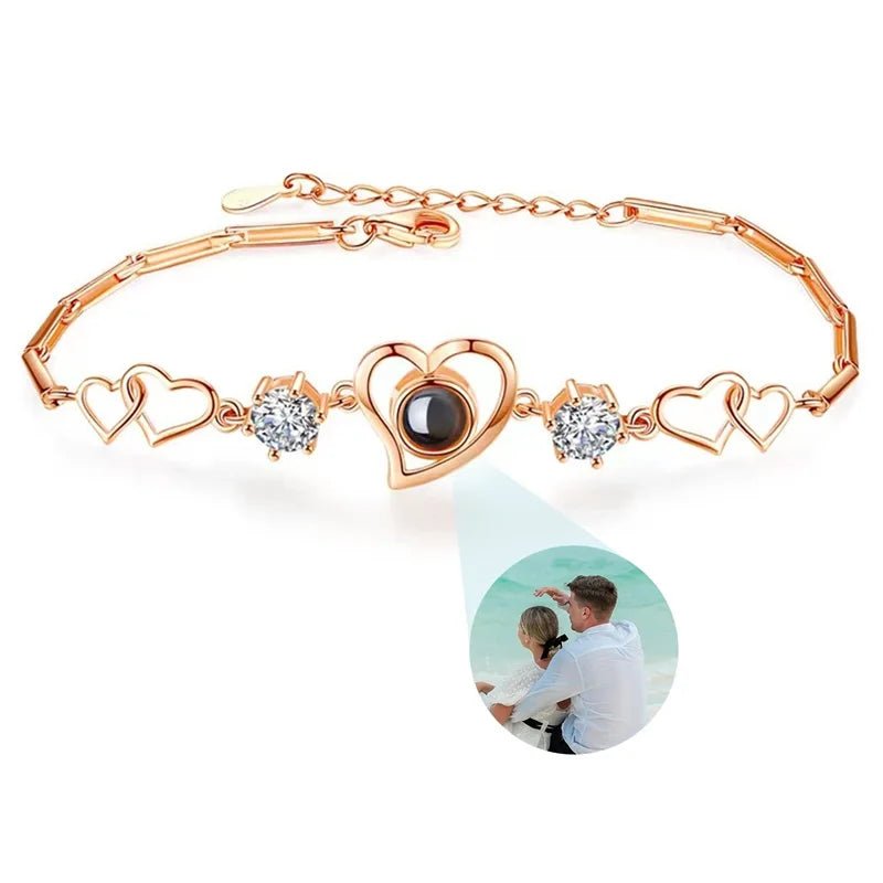 Bracelet Photo Projection Femmes Et Message "Je T'aime" En 100 Langues - Bijoux De Lune