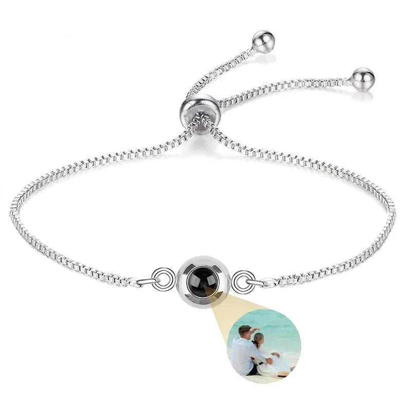 Bracelet Photo Projection Femmes Et Message "Je T'aime" En 100 Langues - Bijoux De Lune