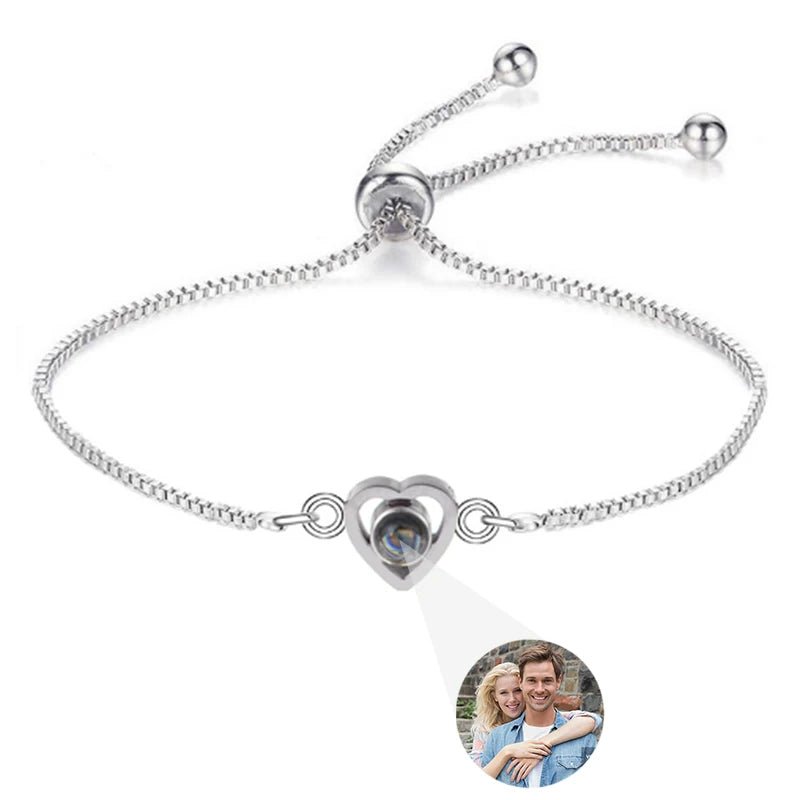 Bracelet Photo Projection Femmes Et Message "Je T'aime" En 100 Langues - Bijoux De Lune