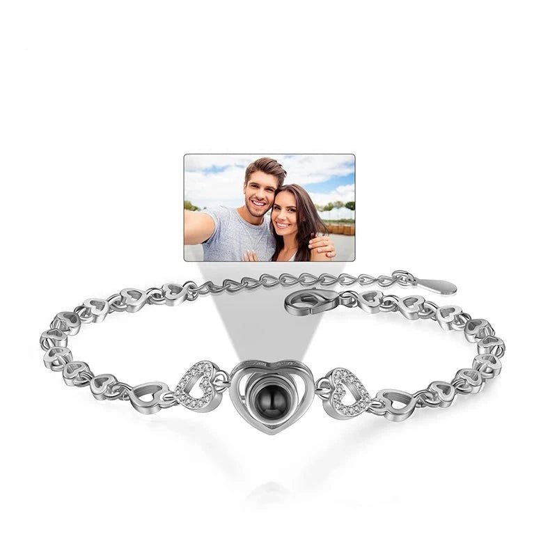 Bracelet Photo Projection Femmes Et Message "Je T'aime" En 100 Langues - Bijoux De Lune