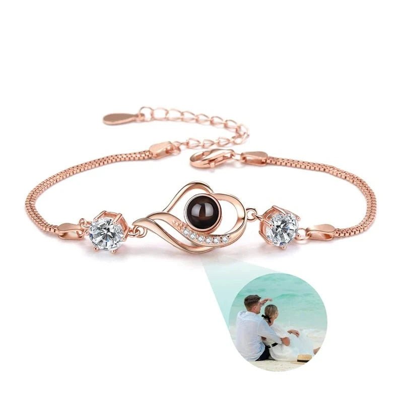 Bracelet Photo Projection Femmes Et Message "Je T'aime" En 100 Langues - Bijoux De Lune