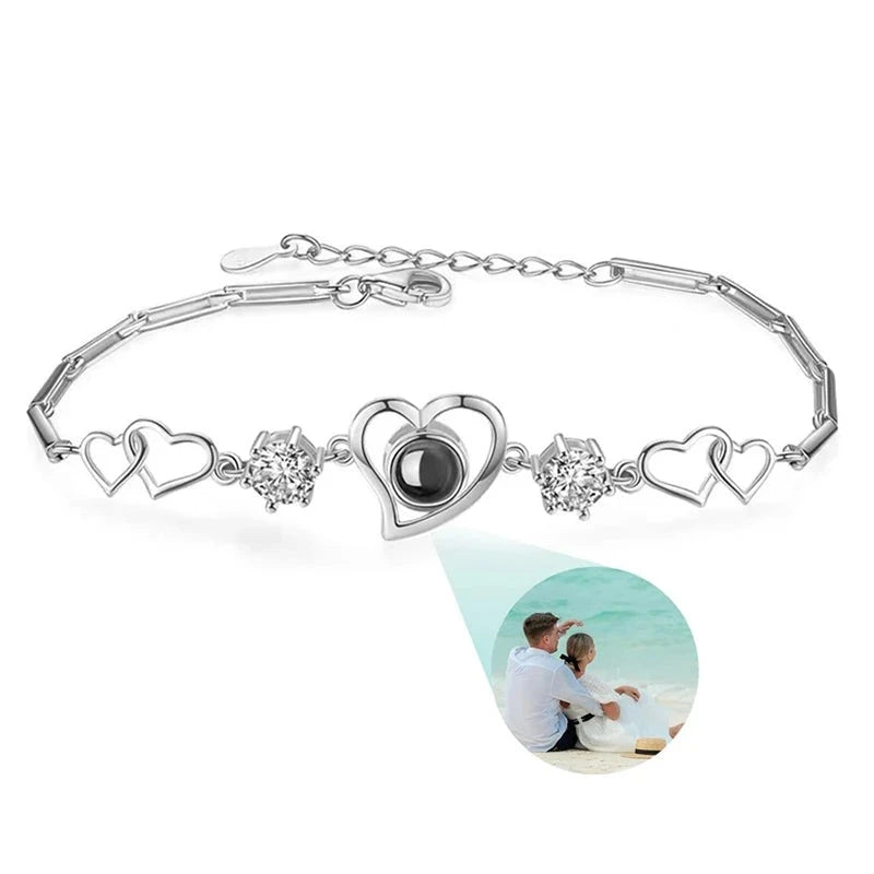 Bracelet Photo Projection Femmes Et Message "Je T'aime" En 100 Langues - Bijoux De Lune