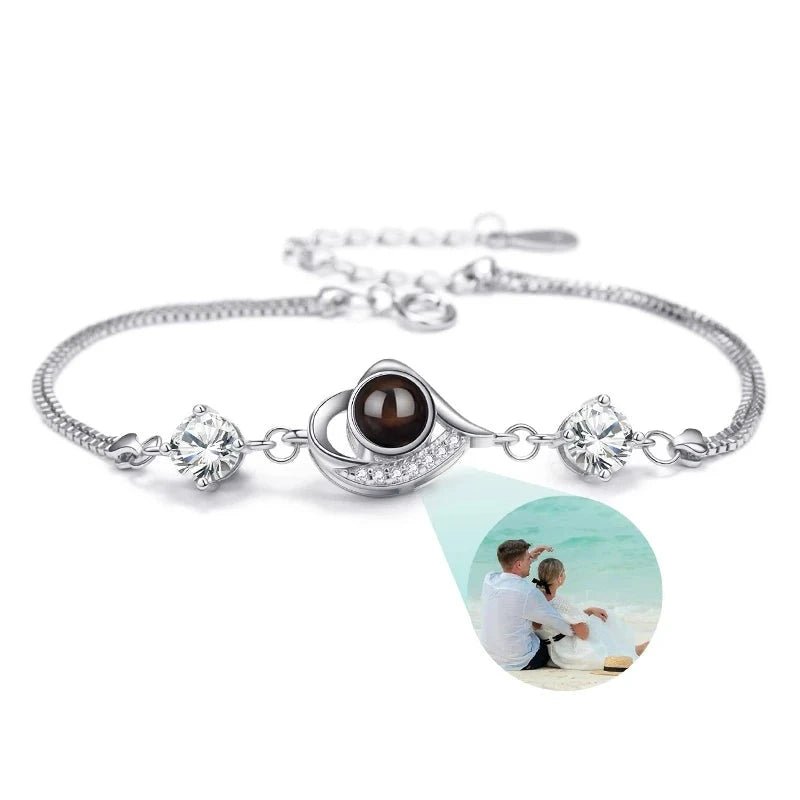 Bracelet Photo Projection Femmes Et Message "Je T'aime" En 100 Langues - Bijoux De Lune