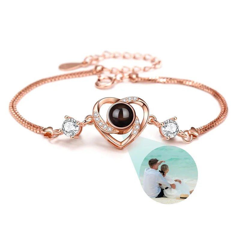 Bracelet Photo Projection Femmes Et Message "Je T'aime" En 100 Langues - Bijoux De Lune