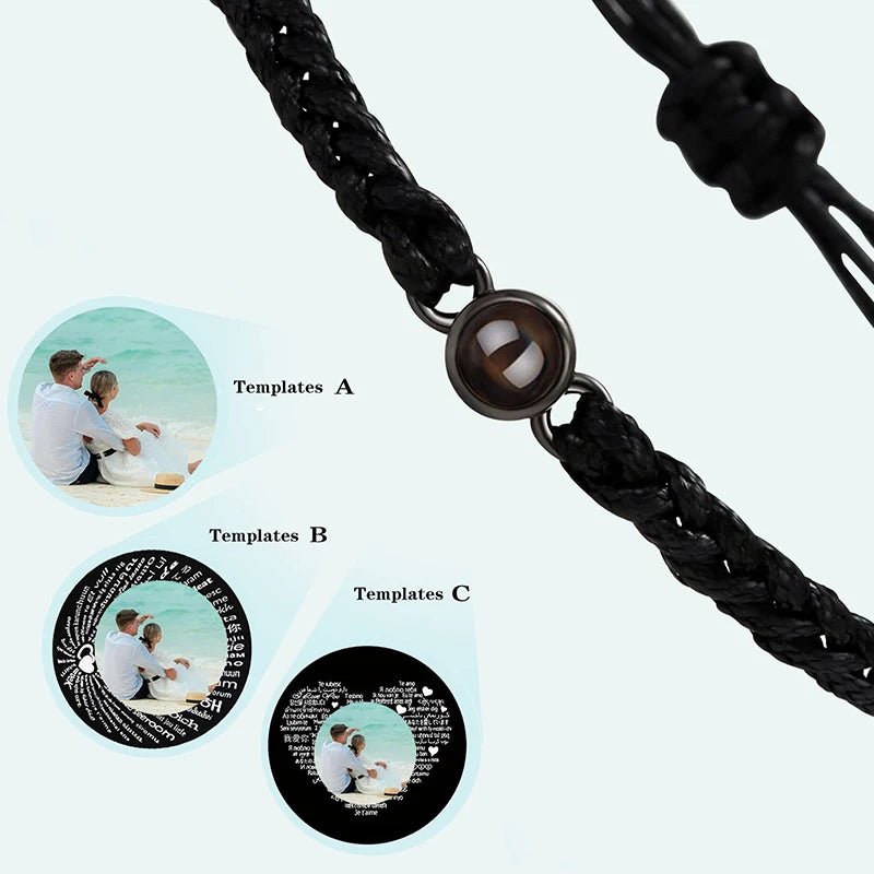 Bracelet Photo Projection Personnalisé Pour Femme Homme Et Couple - Bijoux De Lune