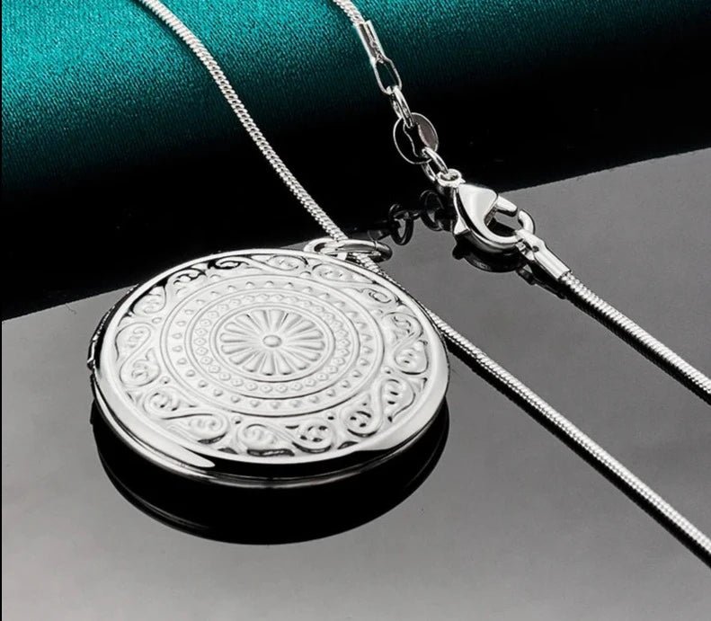 Médaillon Photo Pendentif Rond Argent Gravé - Bijoux De Lune