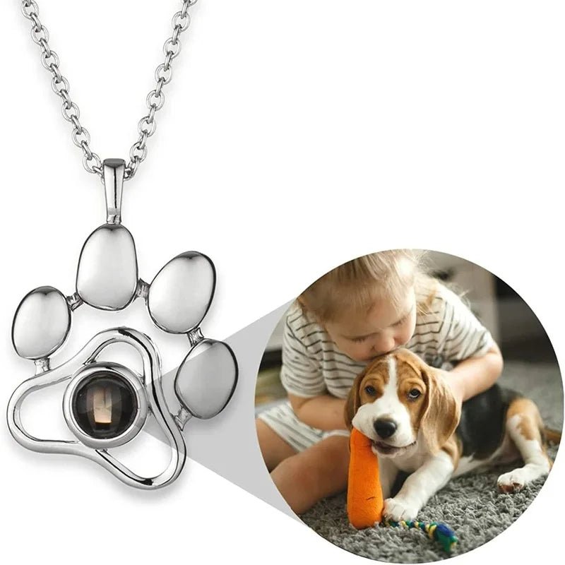 Pendentif Personnalisé Avec Projection Photo En Forme De Patte De Chien - Bijoux De Lune