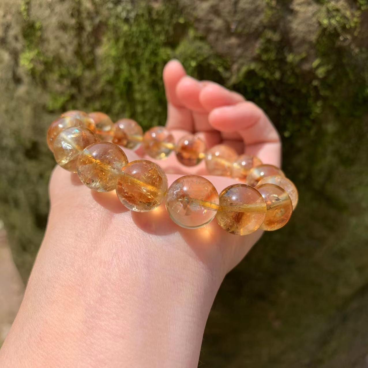 10 mm Véritable Naturel Citrine Cristal Perles Bracelet Bijoux De Lune