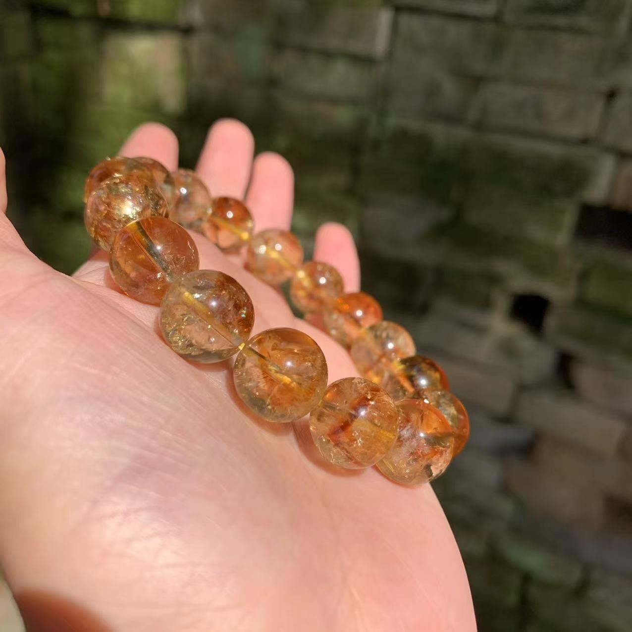 10 mm Véritable Naturel Citrine Cristal Perles Bracelet - Bijoux De Lune