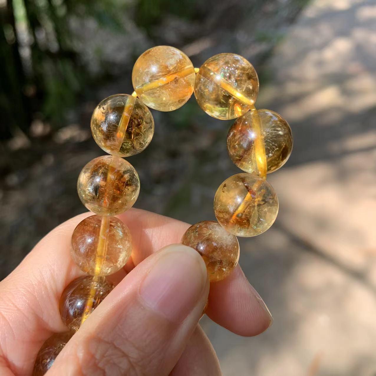 10 mm Véritable Naturel Citrine Cristal Perles Bracelet - Bijoux De Lune