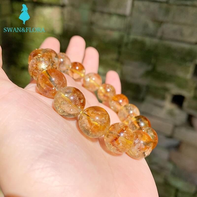 10 mm Véritable Naturel Citrine Cristal Perles Bracelet - Bijoux De Lune