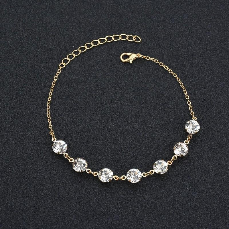 Bracelet Cheville Femme Chaîne Avec Perles Rétro, Cœur Et Diamants - Bijoux De Lune