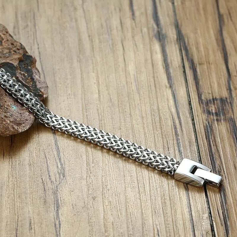Bracelet De Luxe En Acier Inoxydable à Double Corde Pour Homme - Bijoux De Lune