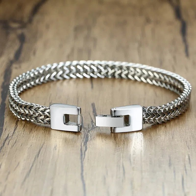 Bracelet De Luxe En Acier Inoxydable à Double Corde Pour Homme - Bijoux De Lune