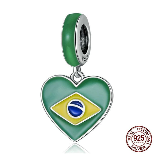 Bracelet drapeau brésilien, Bracelet Patriotique Brésilien En Forme De Coeur - Bijoux De Lune