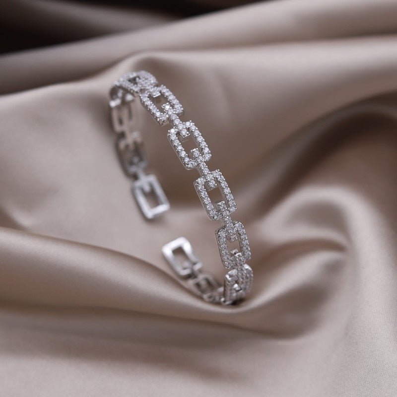 Bracelet Femme Luxe Ajustable Avec Nœud En Zircon élégant Plaqué Or 14 Carats - Bijoux De Lune