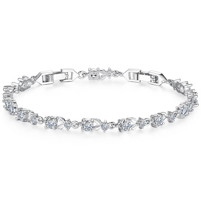 Bracelet Femme Luxe Cristal De Zircone Cubique à Maillons De Chaîne - Bijoux De Lune
