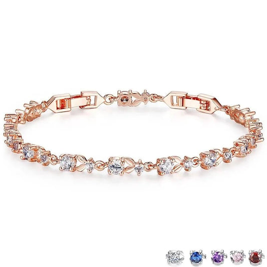 Bracelet Femme Luxe Cristal De Zircone Cubique à Maillons De Chaîne - Bijoux De Lune