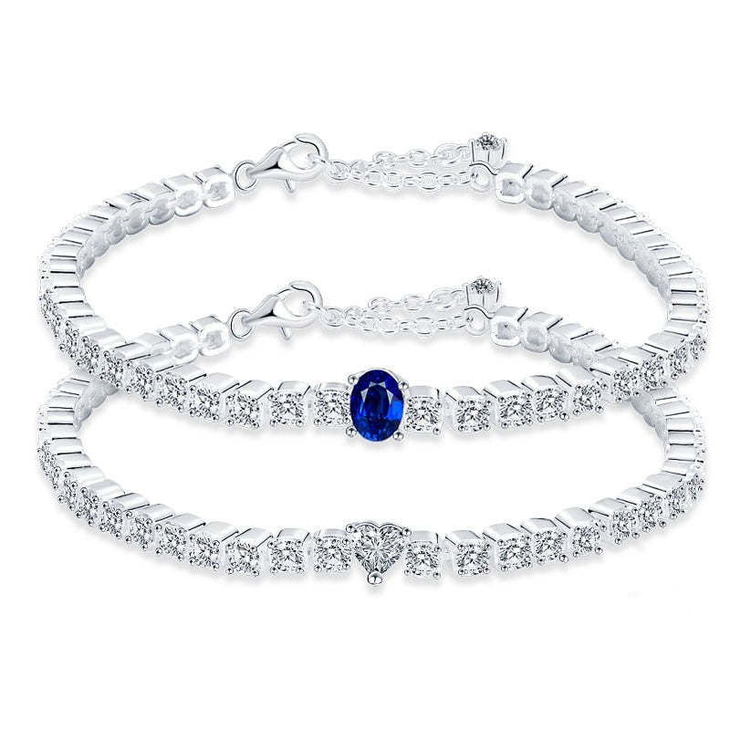 Bracelet Femme Luxe En Argent Sterling 925 Avec Zircon En Cristal Romain - Bijoux De Lune