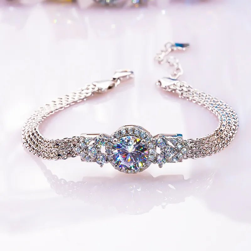 Bracelet Femme Luxe Moissanite Diamant 925 Sterling Argent - Bijoux De Lune