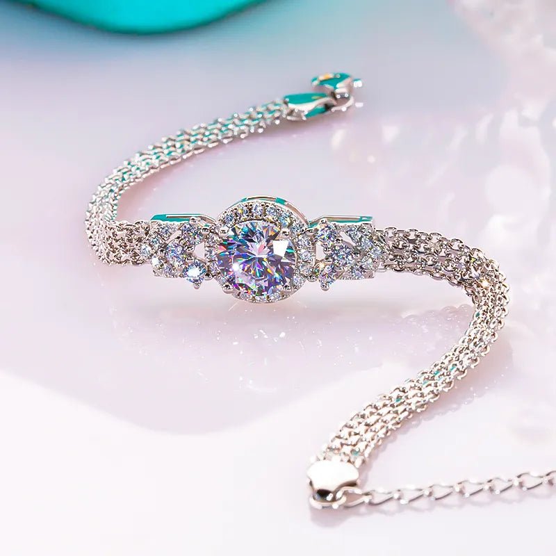 Bracelet Femme Luxe Moissanite Diamant 925 Sterling Argent - Bijoux De Lune